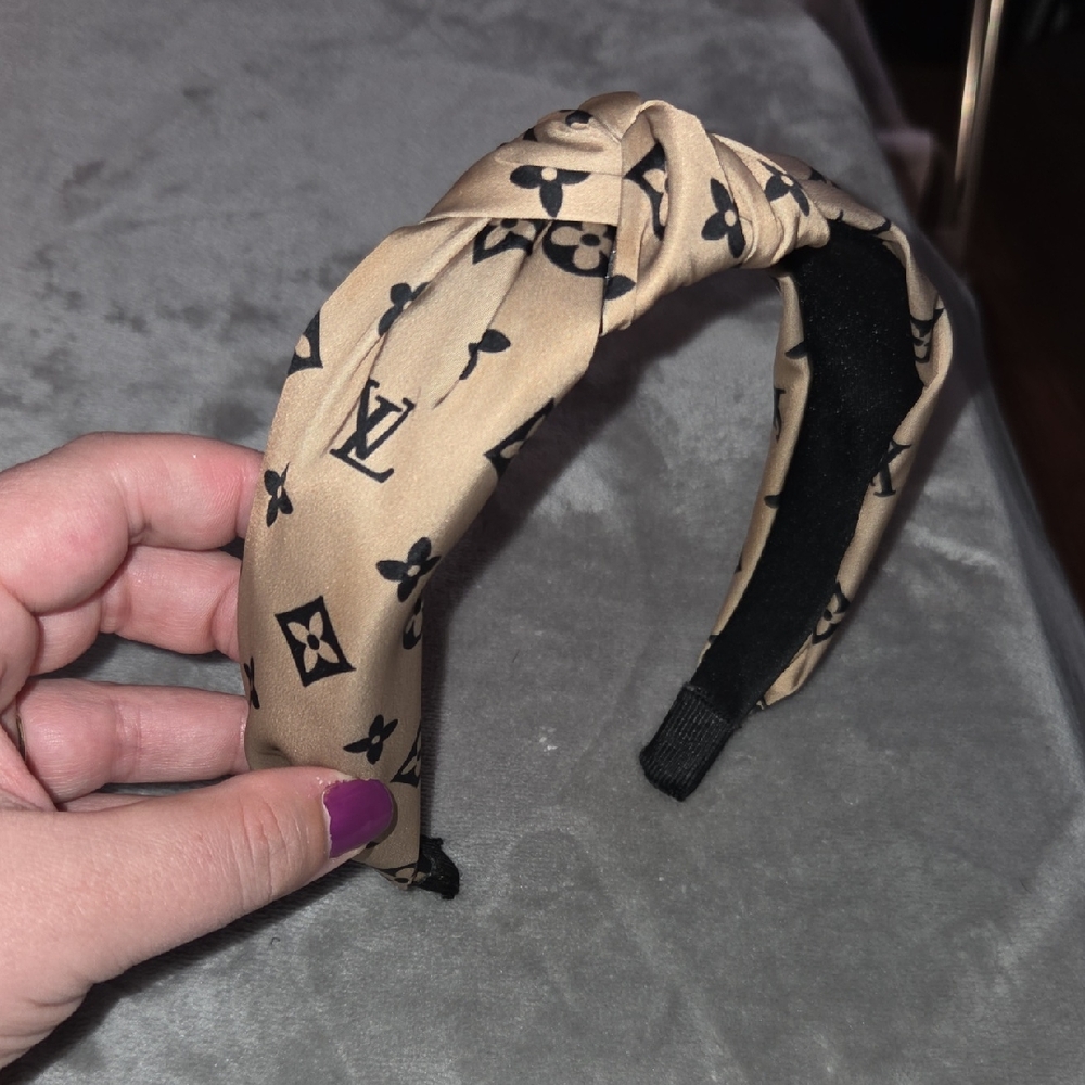 LV Brown Beige and Black Monogram Headband